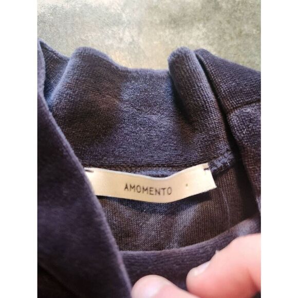 Amomento blue/grey velvet mock turtleneck top sz 2 - Picture 2 of 4